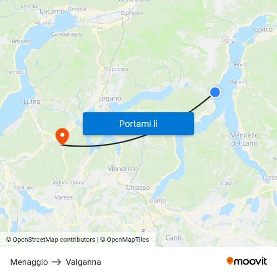 Menaggio to Valganna map