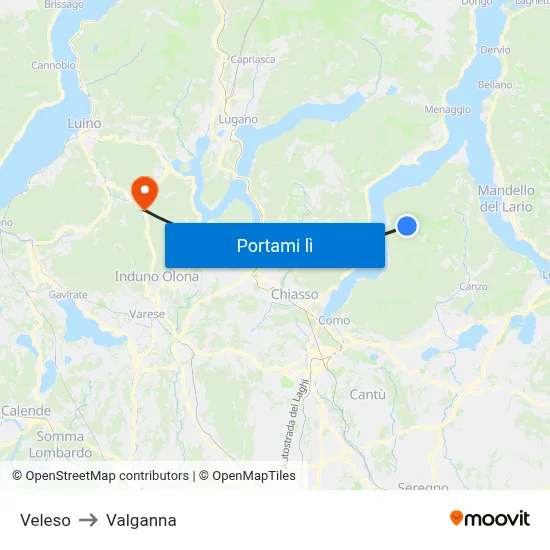 Veleso to Valganna map