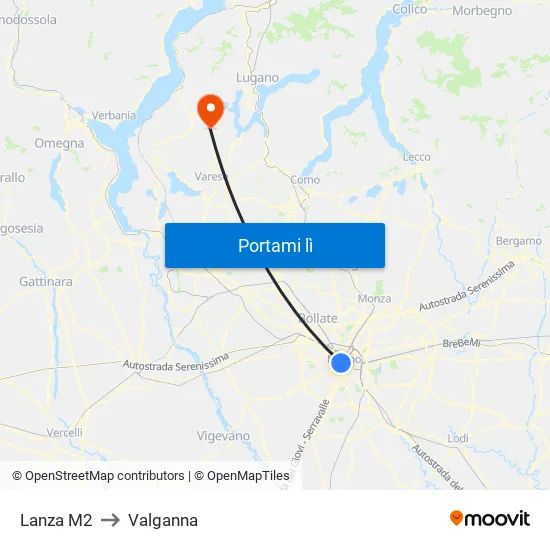 Lanza M2 to Valganna map