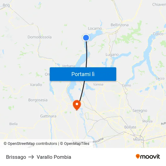 Brissago to Varallo Pombia map