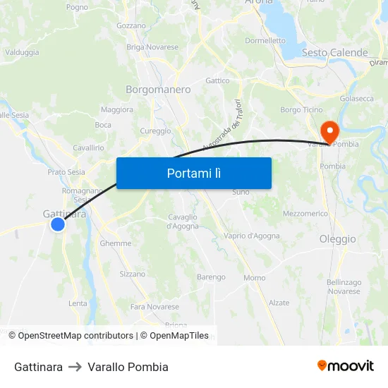 Gattinara to Varallo Pombia map