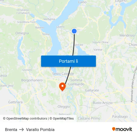 Brenta to Varallo Pombia map