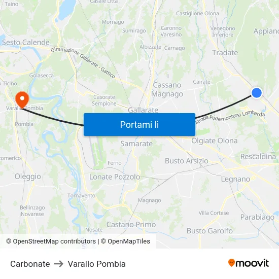 Carbonate to Varallo Pombia map