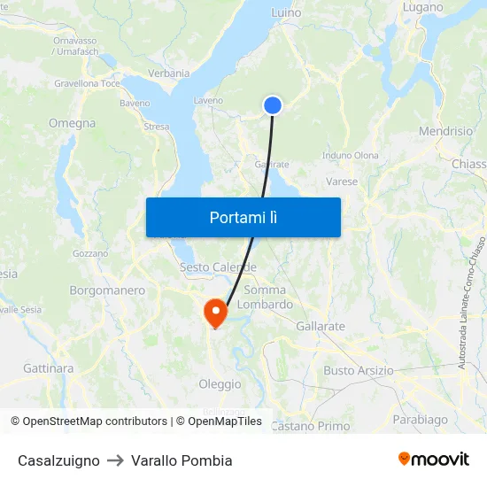Casalzuigno to Varallo Pombia map