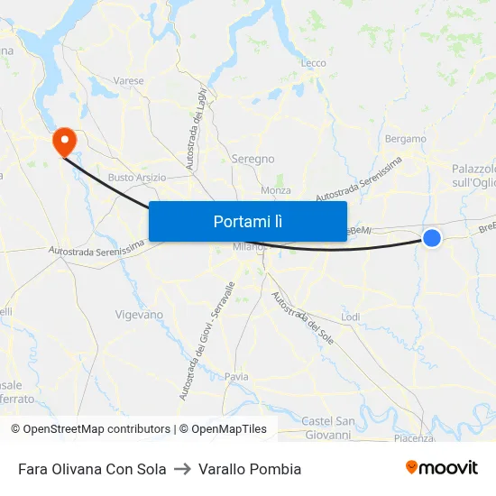 Fara Olivana Con Sola to Varallo Pombia map
