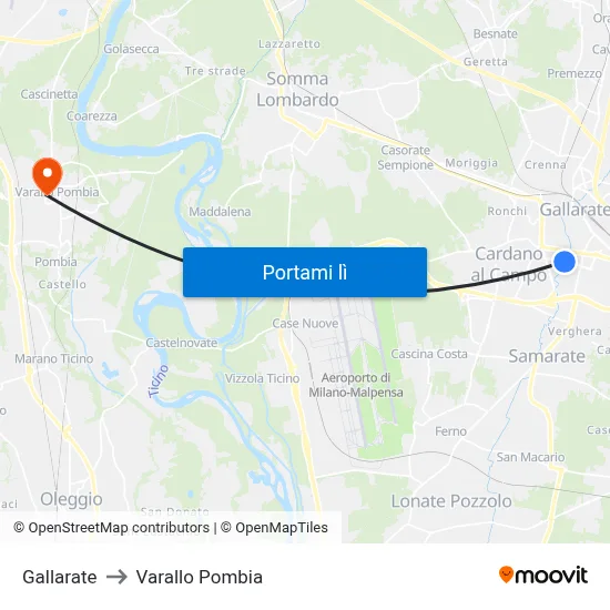 Gallarate to Varallo Pombia map