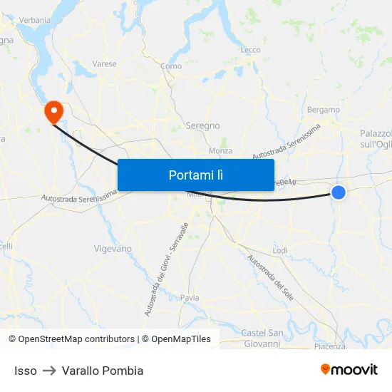 Isso to Varallo Pombia map