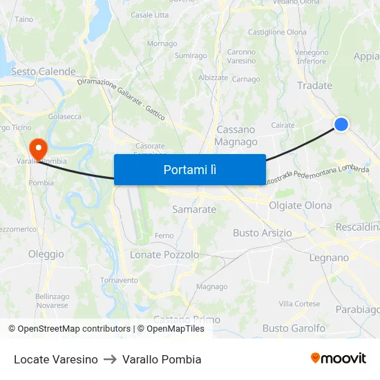 Locate Varesino to Varallo Pombia map