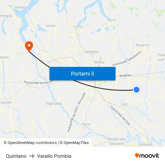 Quintano to Varallo Pombia map