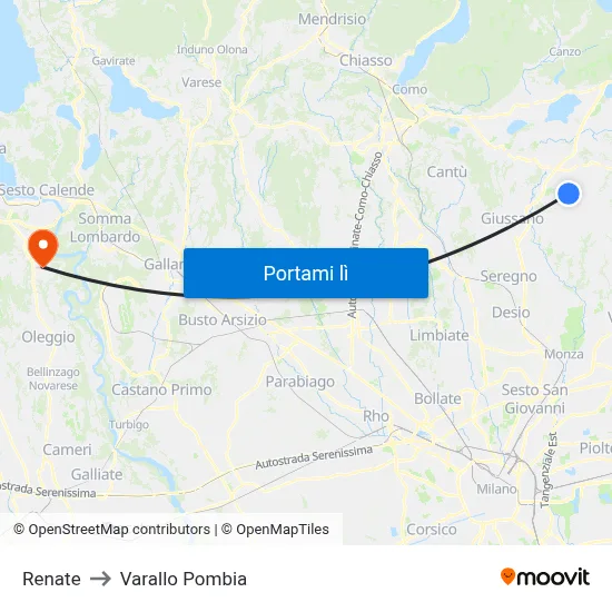 Renate to Varallo Pombia map
