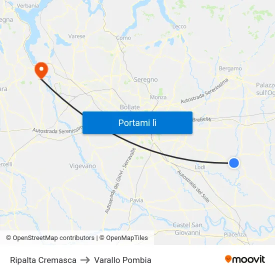 Ripalta Cremasca to Varallo Pombia map