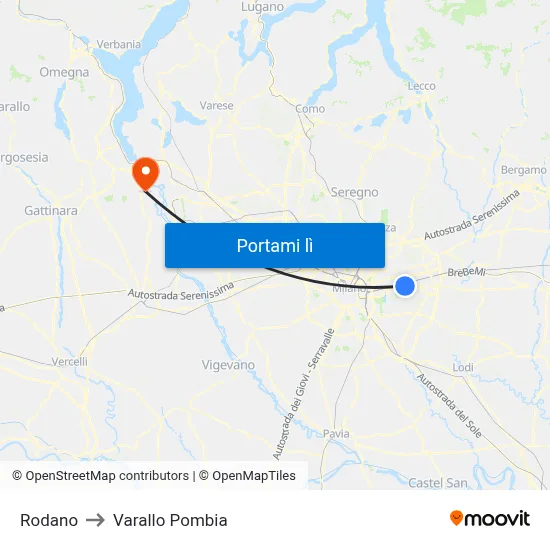 Rodano to Varallo Pombia map