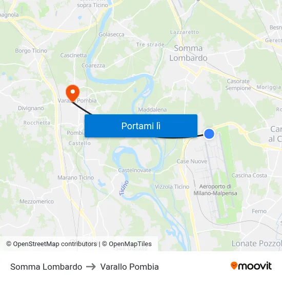 Somma Lombardo to Varallo Pombia map