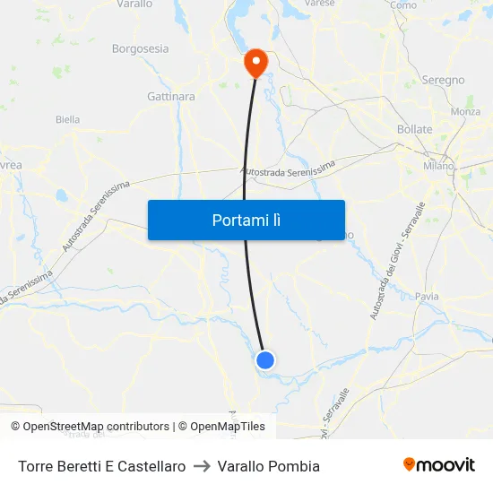 Torre Beretti E Castellaro to Varallo Pombia map