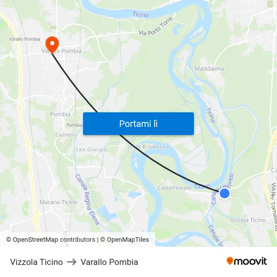 Vizzola Ticino to Varallo Pombia map