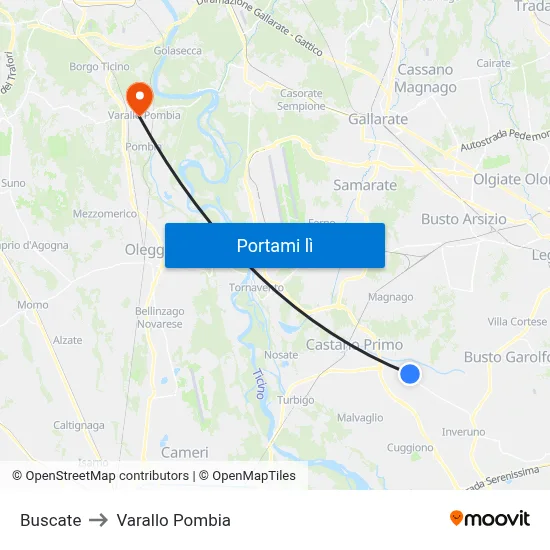 Buscate to Varallo Pombia map