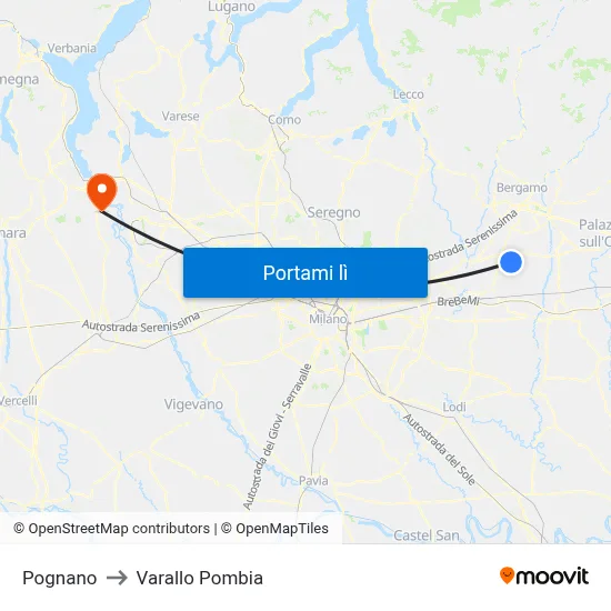 Pognano to Varallo Pombia map