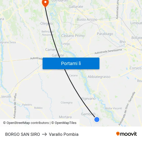 BORGO SAN SIRO to Varallo Pombia map