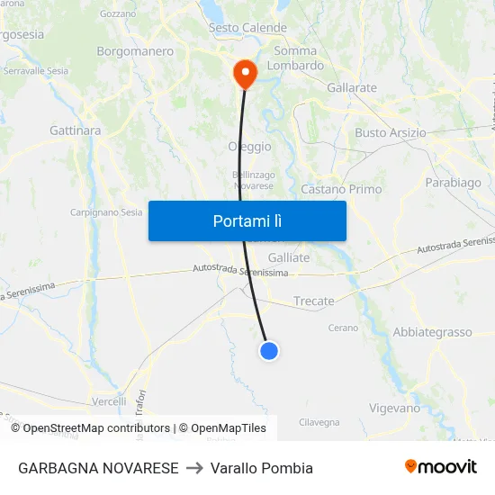 GARBAGNA NOVARESE to Varallo Pombia map