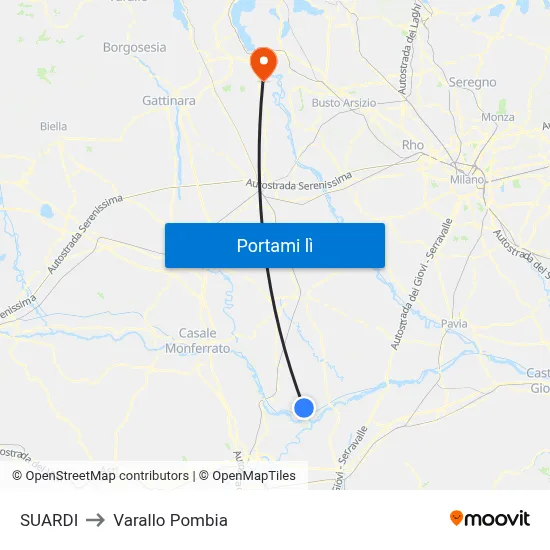 SUARDI to Varallo Pombia map