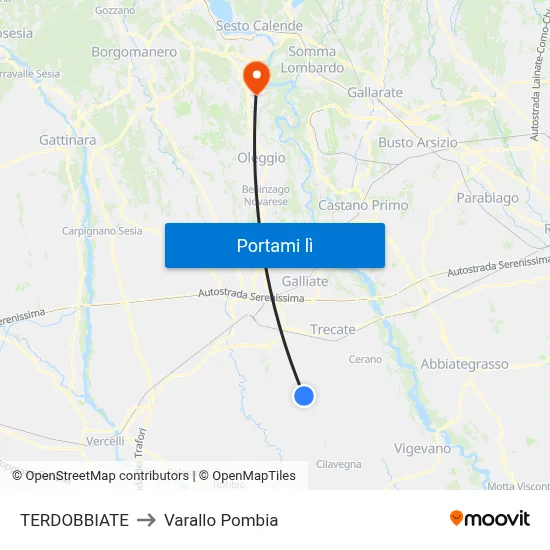 TERDOBBIATE to Varallo Pombia map