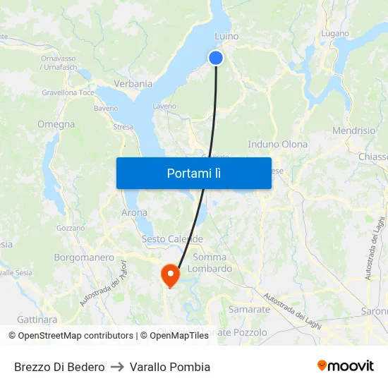 Brezzo Di Bedero to Varallo Pombia map