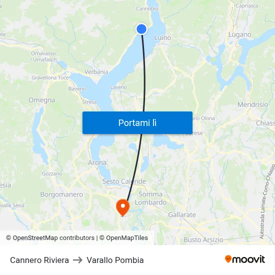 Cannero Riviera to Varallo Pombia map
