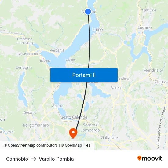 Cannobio to Varallo Pombia map