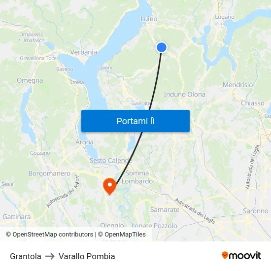 Grantola to Varallo Pombia map