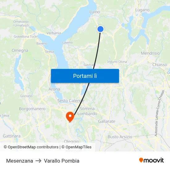 Mesenzana to Varallo Pombia map
