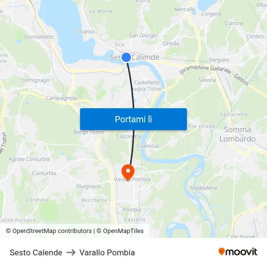Sesto Calende to Varallo Pombia map