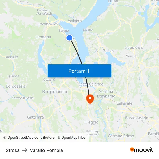 Stresa to Varallo Pombia map