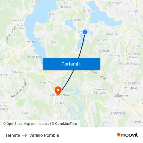 Ternate to Varallo Pombia map