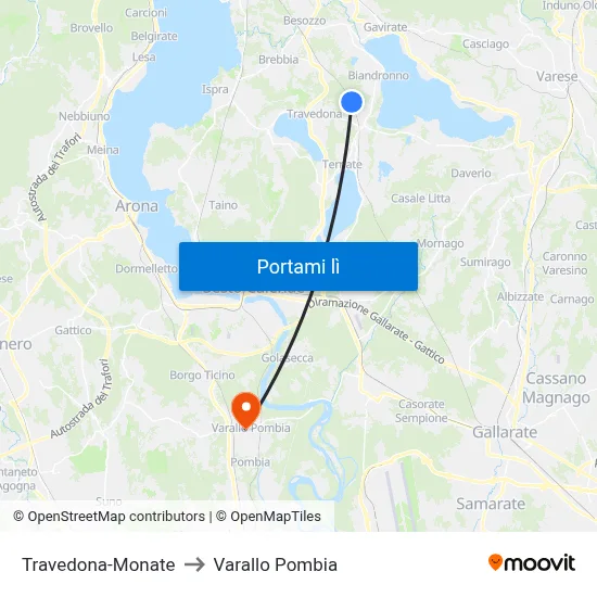 Travedona-Monate to Varallo Pombia map