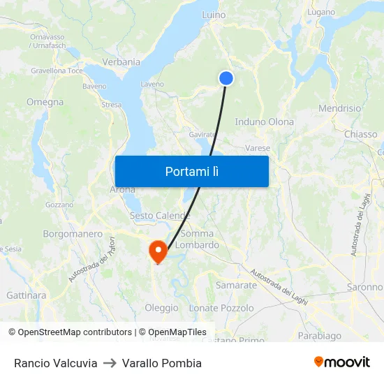 Rancio Valcuvia to Varallo Pombia map