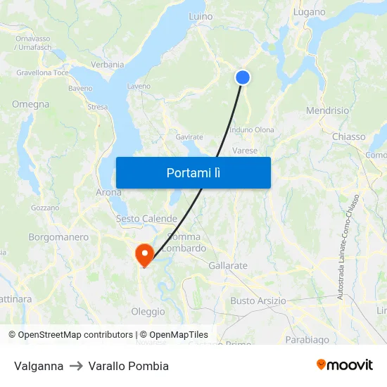 Valganna to Varallo Pombia map