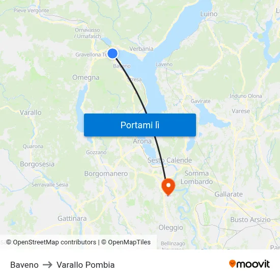 Baveno to Varallo Pombia map