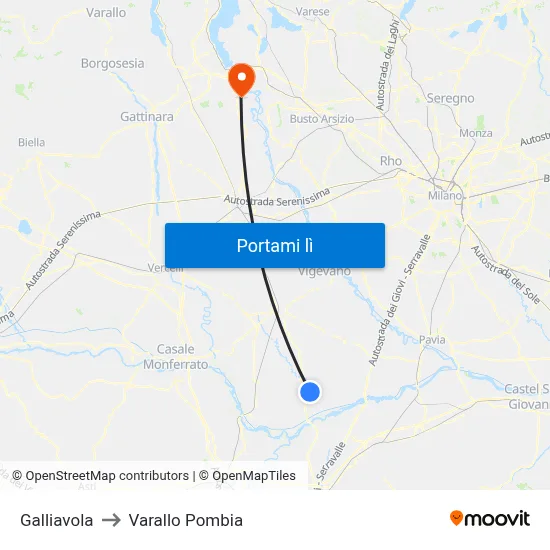 Galliavola to Varallo Pombia map