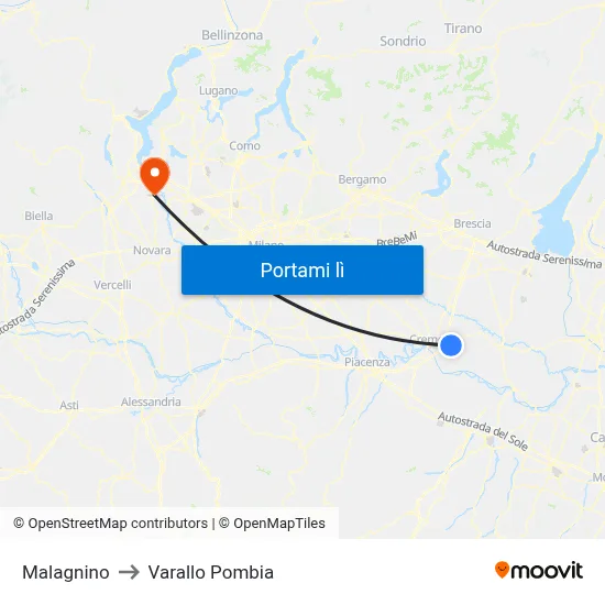 Malagnino to Varallo Pombia map