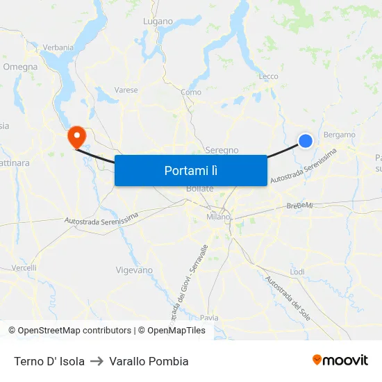 Terno D' Isola to Varallo Pombia map
