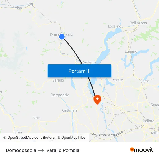Domodossola to Varallo Pombia map