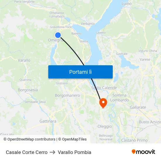 Casale Corte Cerro to Varallo Pombia map
