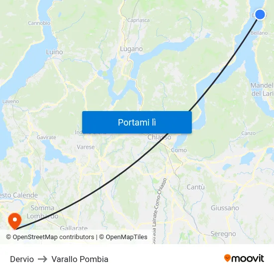 Dervio to Varallo Pombia map