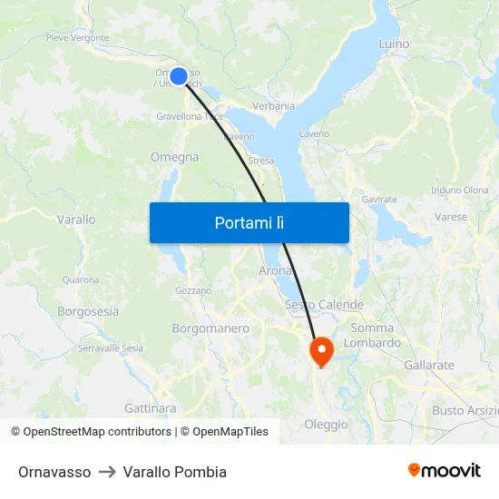 Ornavasso to Varallo Pombia map