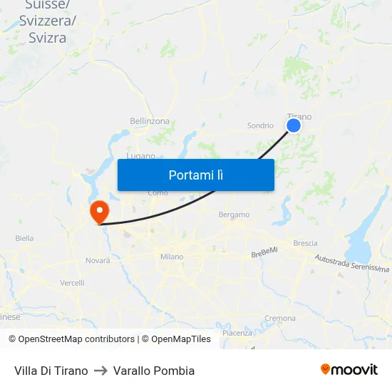 Villa Di Tirano to Varallo Pombia map