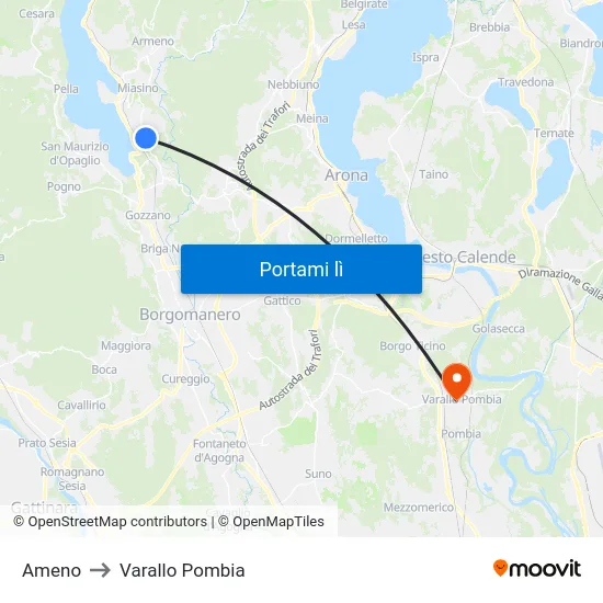Ameno to Varallo Pombia map