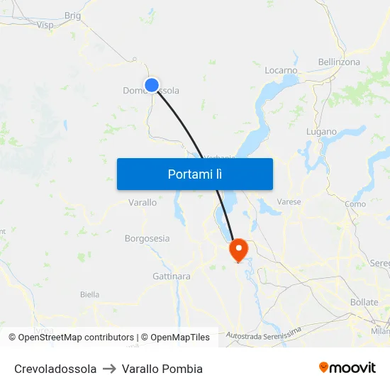 Crevoladossola to Varallo Pombia map