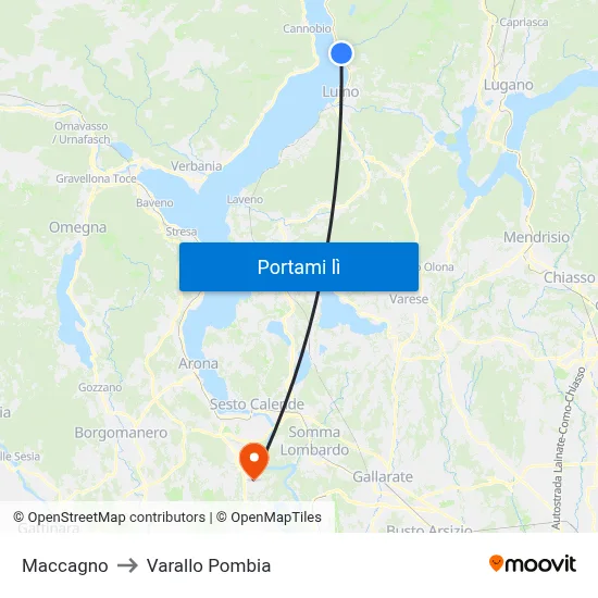 Maccagno to Varallo Pombia map