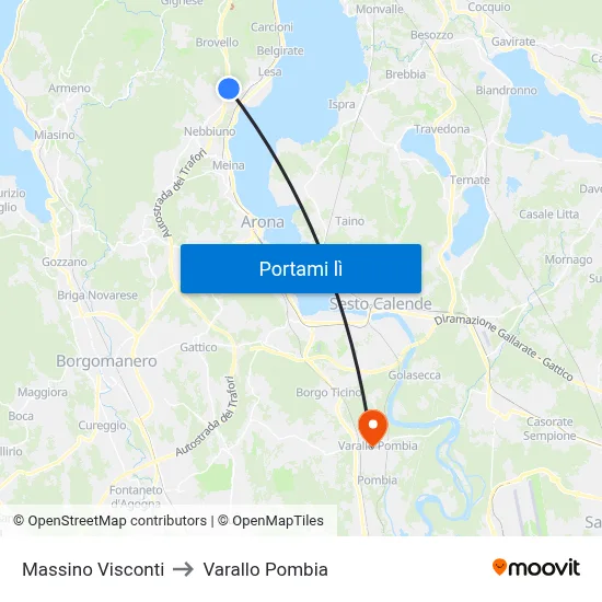 Massino Visconti to Varallo Pombia map