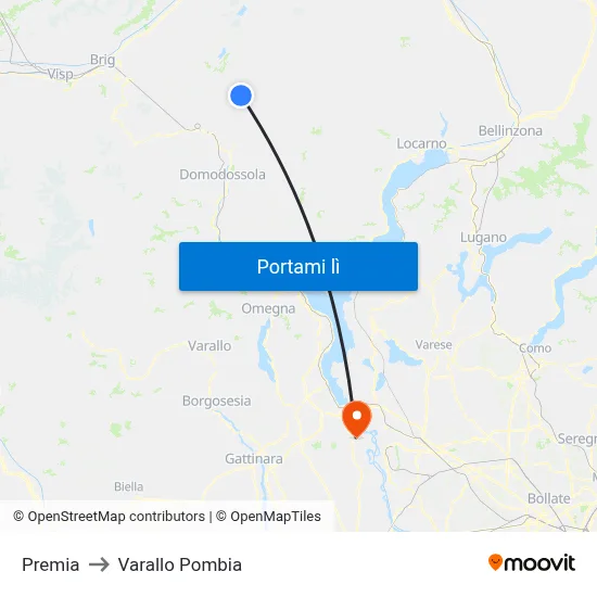 Premia to Varallo Pombia map